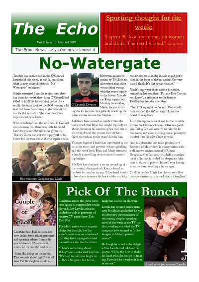 The Echo Issue 10. The weekly newsletter from St Clarets GFC in London. London's best GAA club. A Gaelic football club to be proud of.